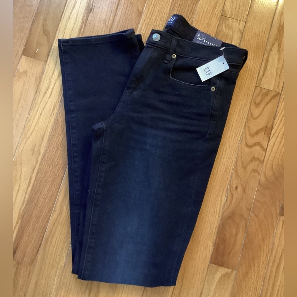 GAP SLIM STRAIGHT STRETCH MID RISE JEAN - SOFT - DEEP BLUE BLACK 28 TALL NWT